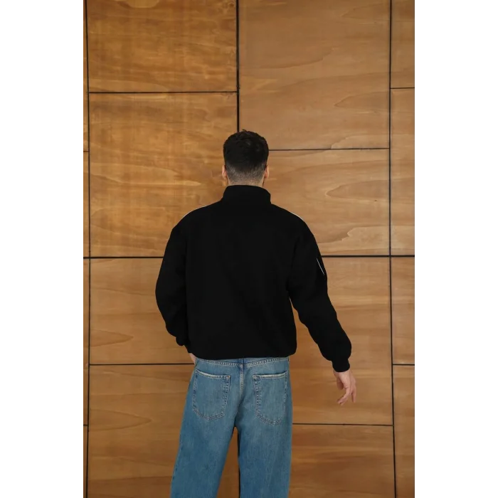 Siyah NK Kol Biyeli Unisex Oversize Sweat