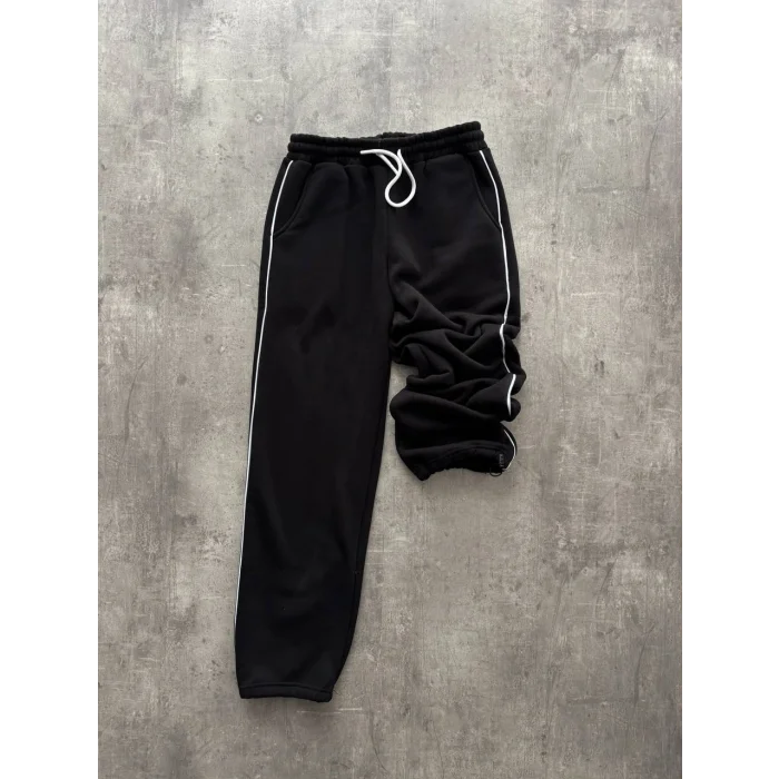 Siyah Basic Biyeli Unisex Oversize Eşofman