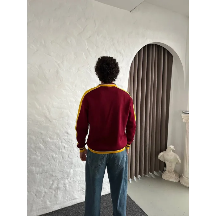 Bordo Brasil Polo Yaka Unisex Oversize Sweat