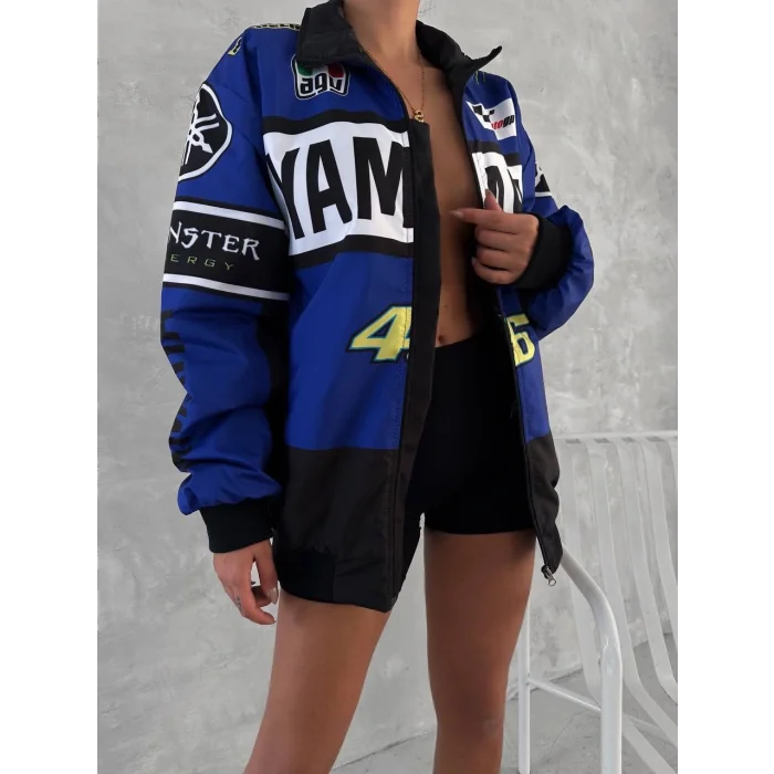 Mavi Yamaha İçi Astarlı Bumber Ceket