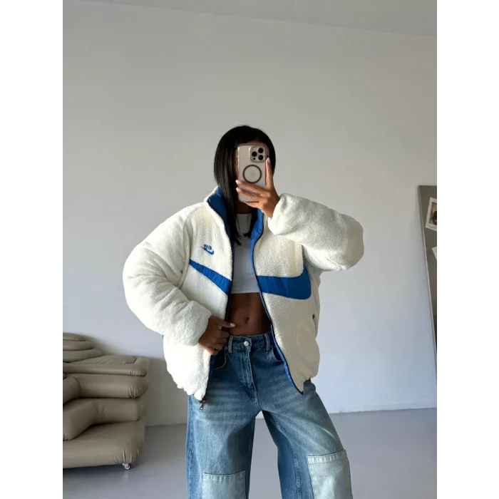 Mavi NK Oversize Unisex Çift Taraflı Mont