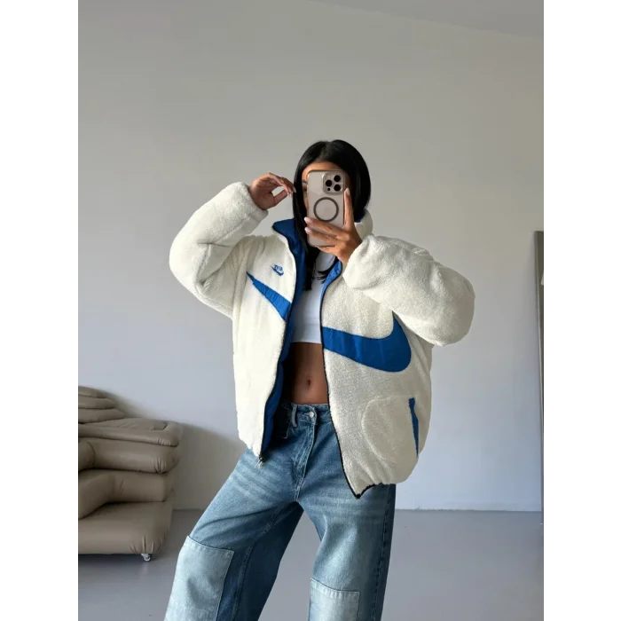 Mavi NK Oversize Unisex Çift Taraflı Mont