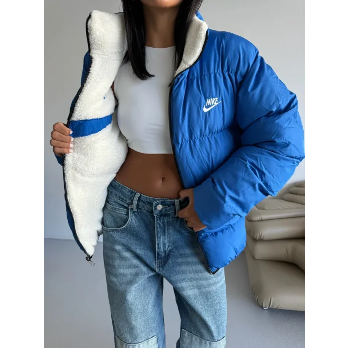 Mavi NK Oversize Unisex Çift Taraflı Mont