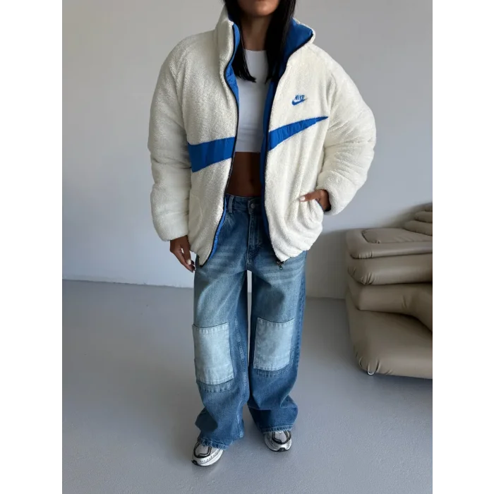 Mavi NK Oversize Unisex Çift Taraflı Mont