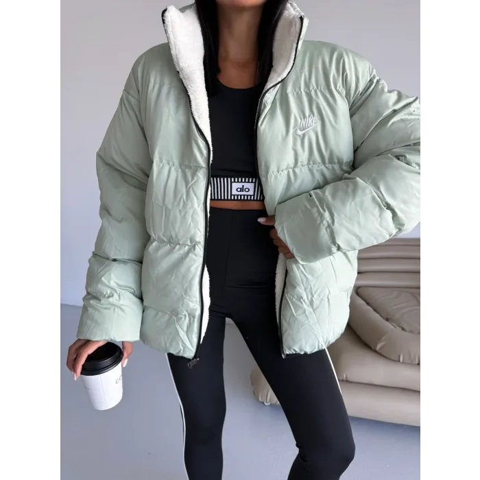 Mint Yeşil NK Oversize Unisex Çift Taraflı Mont