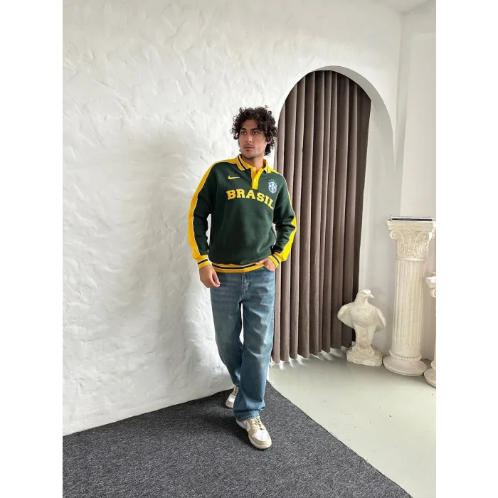Yeşil Brasil Polo Yaka Unisex Oversize Sweat