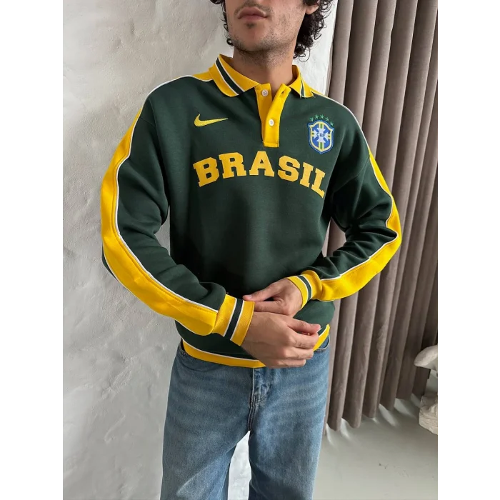 Yeşil Brasil Polo Yaka Unisex Oversize Sweat