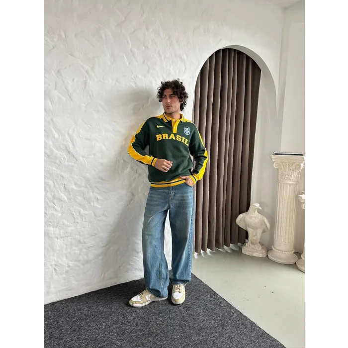 Yeşil Brasil Polo Yaka Unisex Oversize Sweat