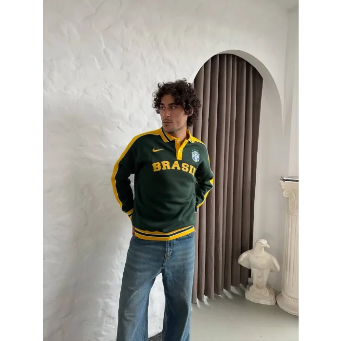 Yeşil Brasil Polo Yaka Unisex Oversize Sweat
