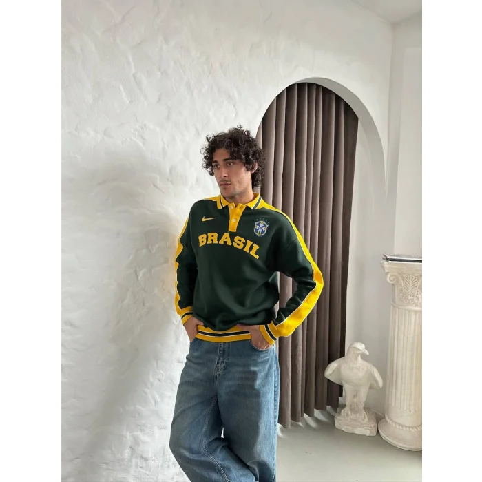 Yeşil Brasil Polo Yaka Unisex Oversize Sweat