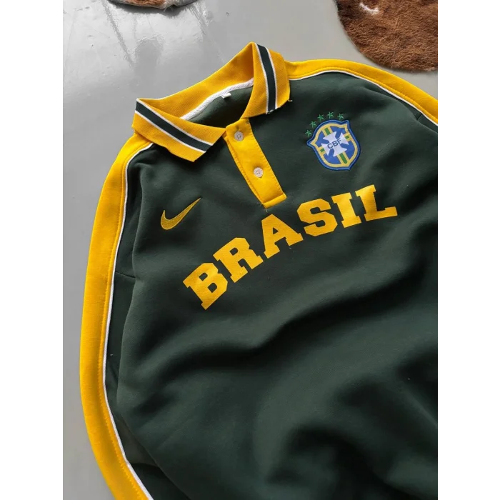 Yeşil Brasil Polo Yaka Unisex Oversize Sweat