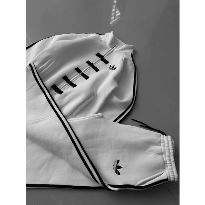 Beyaz ADD Düğme Bağcıklı Oversize Eşofman Takımı