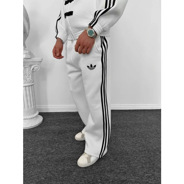 Beyaz ADD Düğme Bağcıklı Oversize Eşofman Takımı