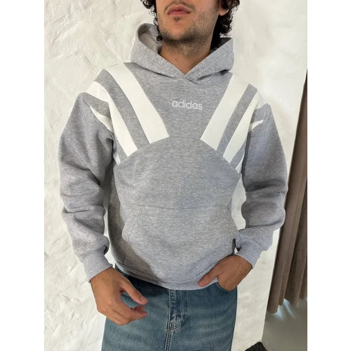 Gri ADD Omuz Şeritli Kapşonlu Unisex Oversize Sweat