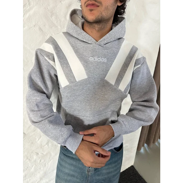 Gri ADD Omuz Şeritli Kapşonlu Unisex Oversize Sweat