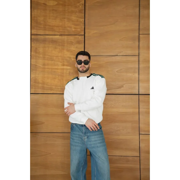 Beyaz ADD Yaka Ribana Unisex Oversize Sweat