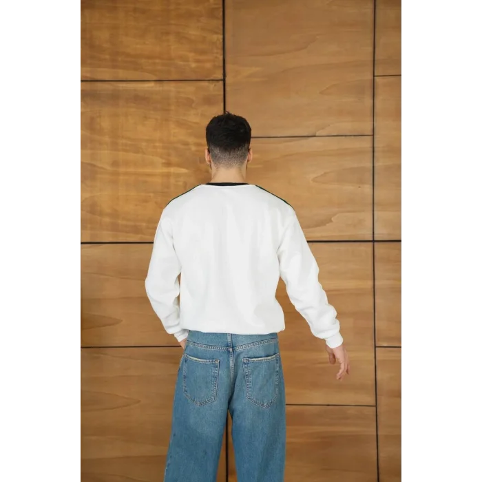Beyaz ADD Yaka Ribana Unisex Oversize Sweat