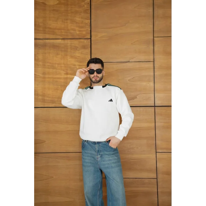 Beyaz ADD Yaka Ribana Unisex Oversize Sweat
