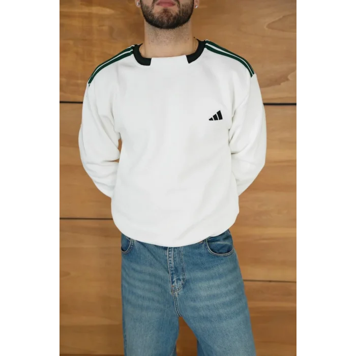 Beyaz ADD Yaka Ribana Unisex Oversize Sweat