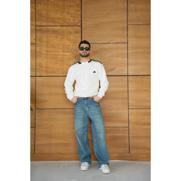Beyaz ADD Yaka Ribana Unisex Oversize Sweat