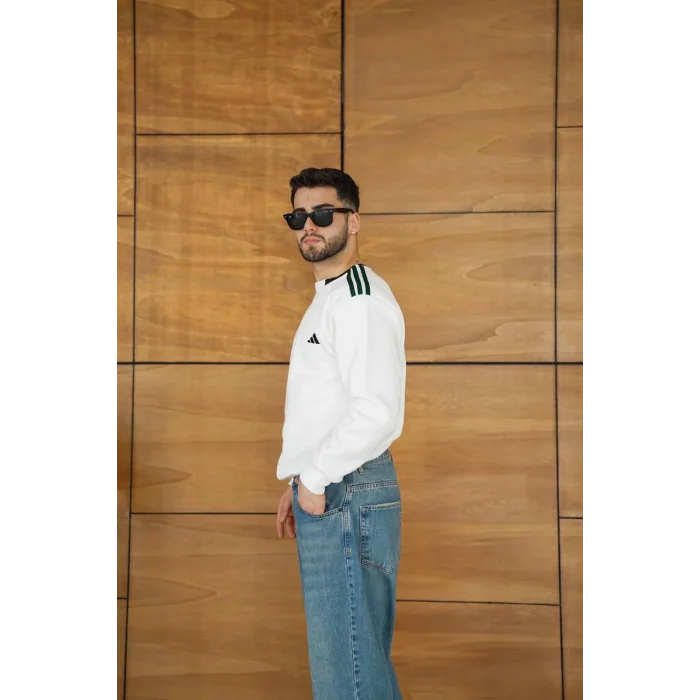 Beyaz ADD Yaka Ribana Unisex Oversize Sweat