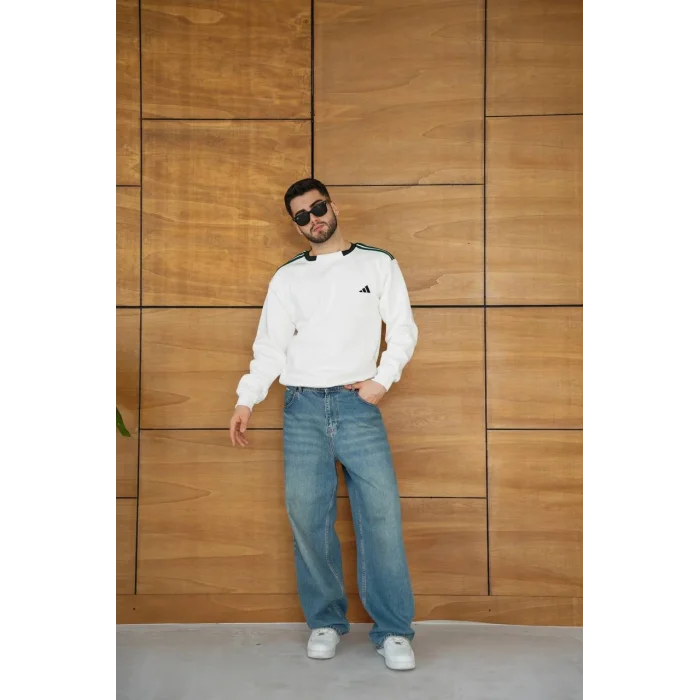 Beyaz ADD Yaka Ribana Unisex Oversize Sweat