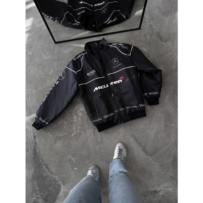 Siyah Mercedes İçi Astarlı Bumber Ceket