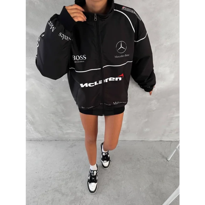 Siyah Mercedes İçi Astarlı Bumber Ceket