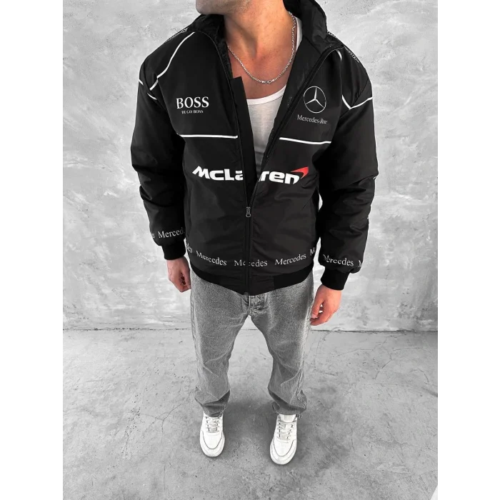 Siyah Mercedes İçi Astarlı Bumber Ceket