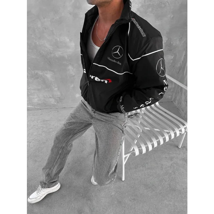 Siyah Mercedes İçi Astarlı Bumber Ceket