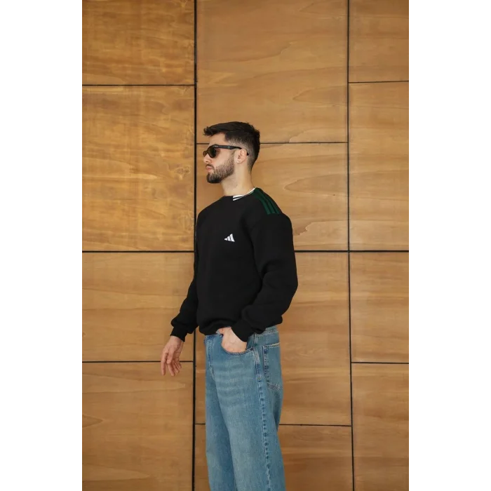 Siyah ADD Yaka Ribana Unisex Oversize Sweat