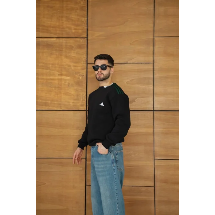 Siyah ADD Yaka Ribana Unisex Oversize Sweat