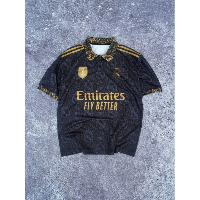 Siyah RM Baskılı Oversize Unisex Polo Yaka Tshirt