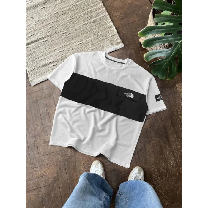 Siyah Bant NF Oversize Unisex Bisiklet Yaka Tshirt