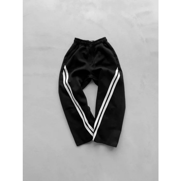 Siyah Önden Çift Şerit Oversize Eşofman