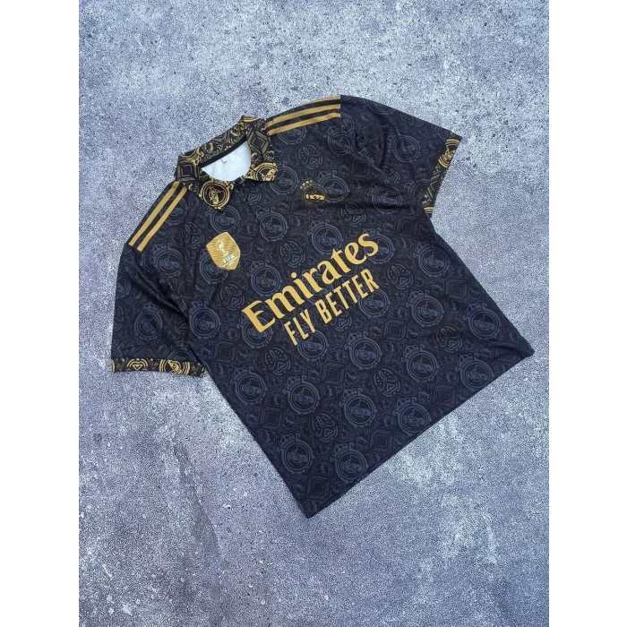 Siyah RM Baskılı Oversize Unisex Polo Yaka Tshirt