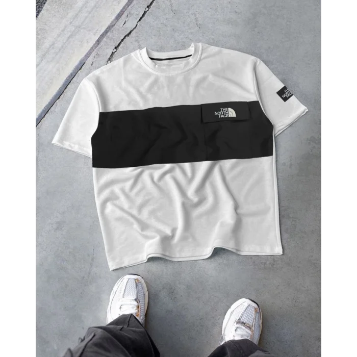 Siyah Bant NF Oversize Unisex Bisiklet Yaka Tshirt