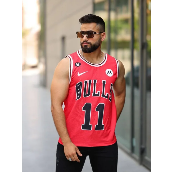 Kırmızı Chicago 11 Unisex Oversize Askılı Tshirt