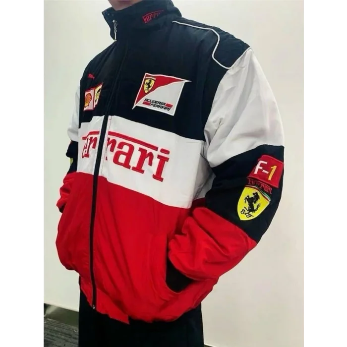 Beyaz Ferrari İçi Astarlı Bumber Ceket