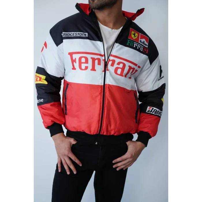 Beyaz Ferrari İçi Astarlı Bumber Ceket