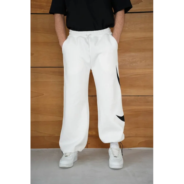 Beyaz NK Big Logo Unisex Oversize Eşofman