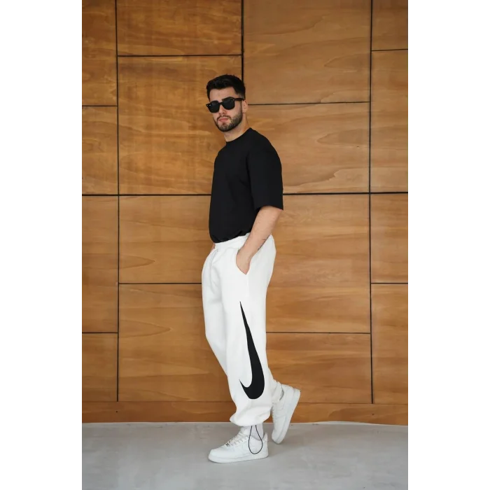 Beyaz NK Big Logo Unisex Oversize Eşofman