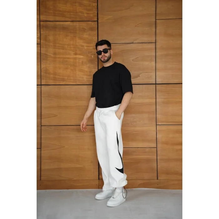 Beyaz NK Big Logo Unisex Oversize Eşofman