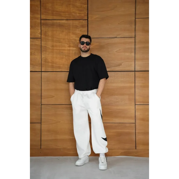 Beyaz NK Big Logo Unisex Oversize Eşofman