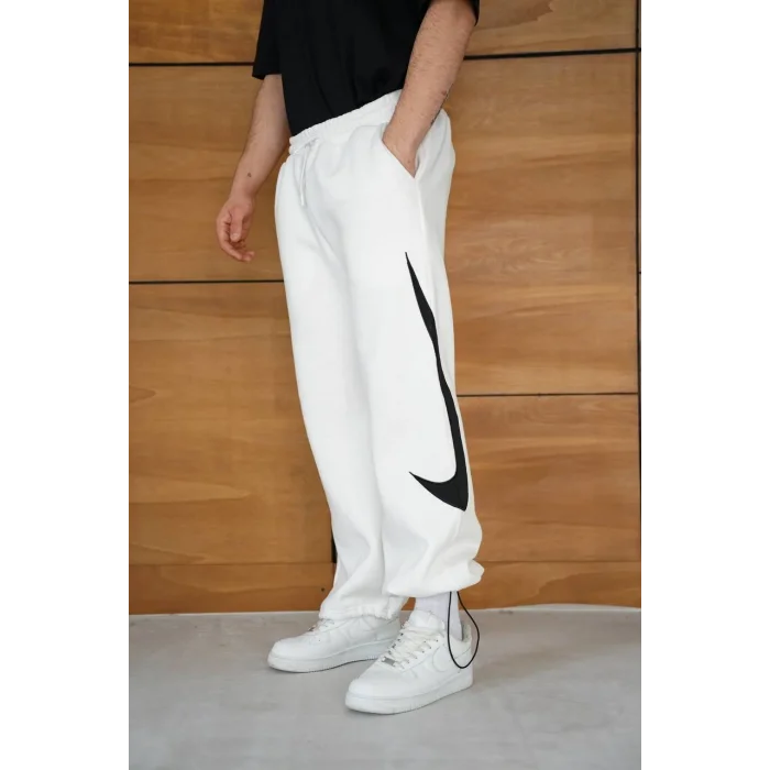 Beyaz NK Big Logo Unisex Oversize Eşofman