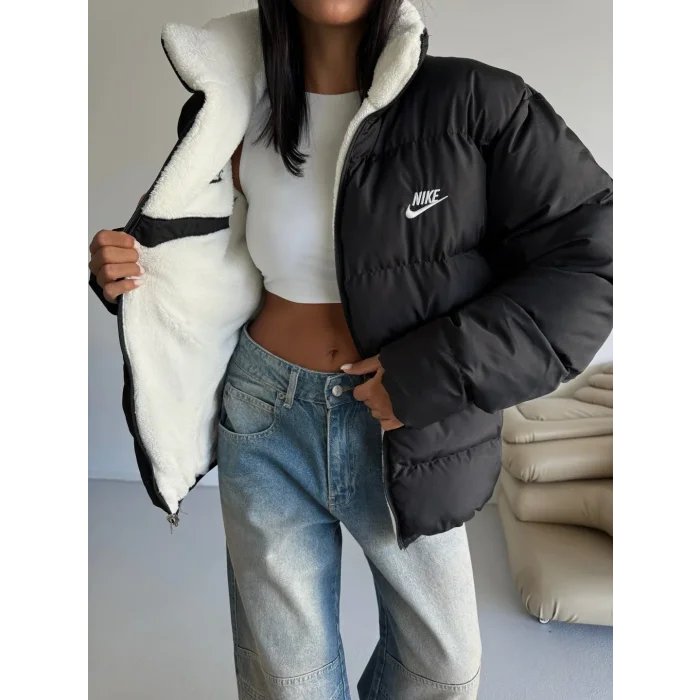 Siyah NK Oversize Unisex Çift Taraflı Mont