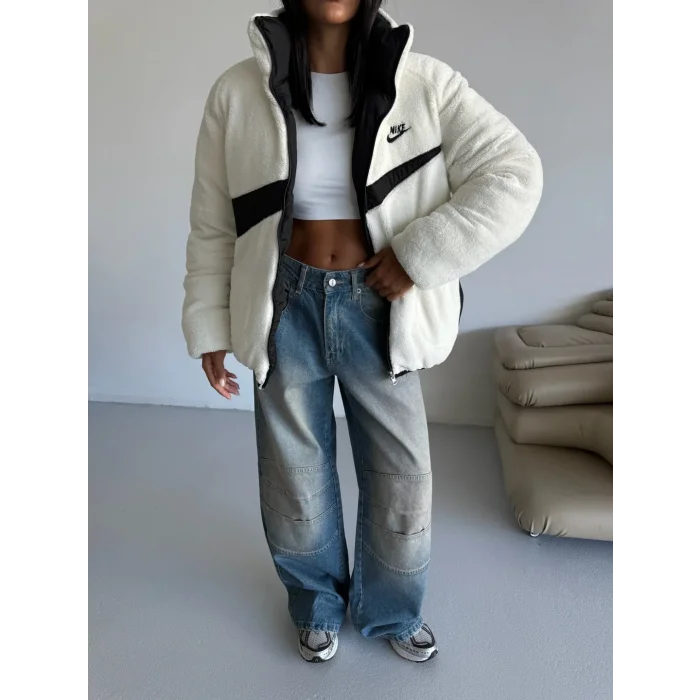 Siyah NK Oversize Unisex Çift Taraflı Mont