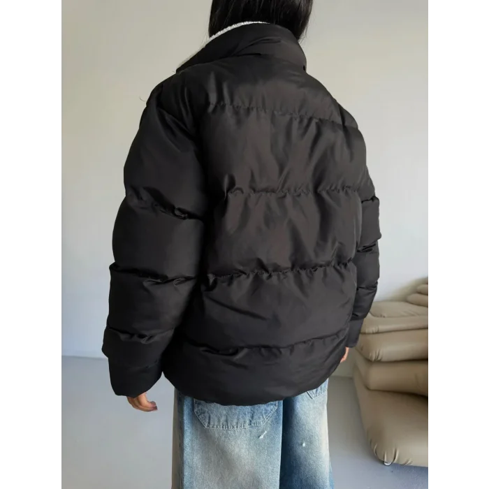 Siyah NK Oversize Unisex Çift Taraflı Mont