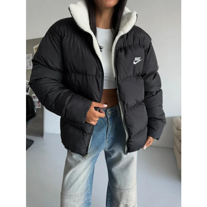 Siyah NK Oversize Unisex Çift Taraflı Mont