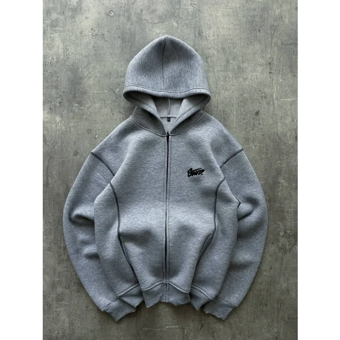 Gri STWD Kapşonlu Unisex Oversize Sweat